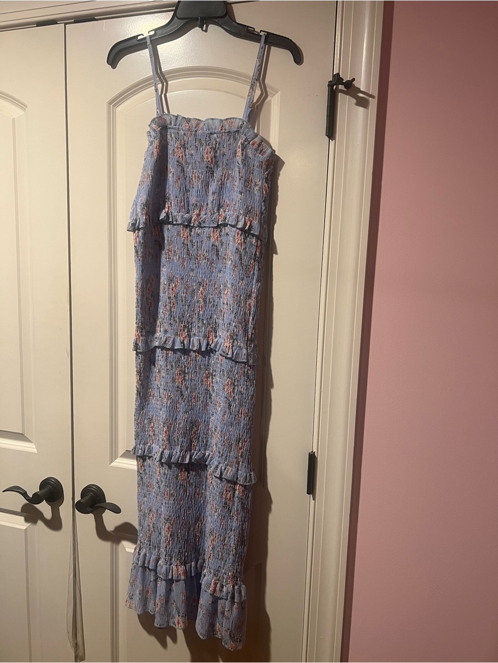 Vici Light Blue Floral Tiered Maxi Dress